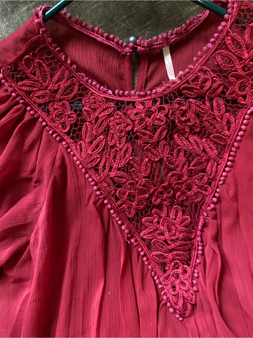 Free People Red Embroidered Mini Dress
